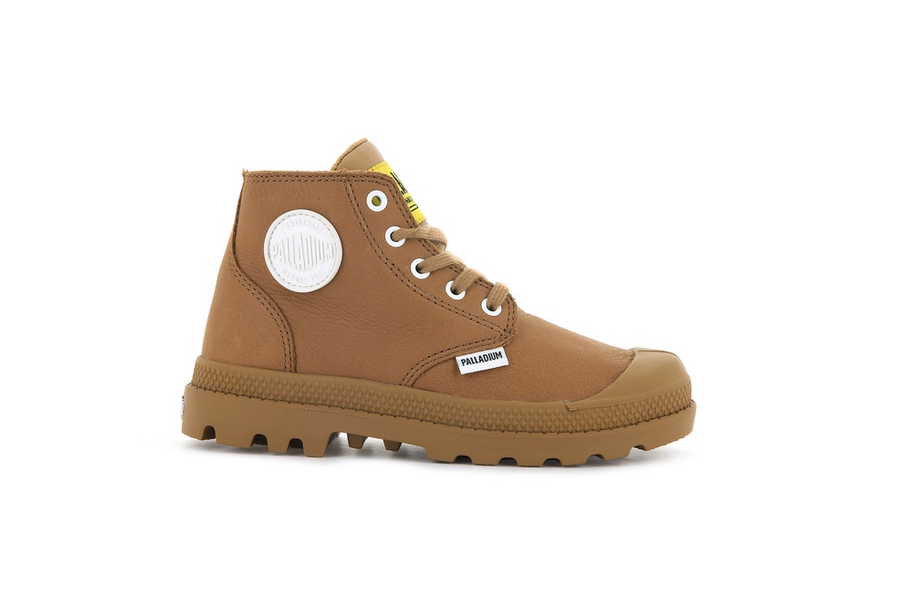 Botas Palladium PAMPA MID LTH ZIP Niños Marrones | Costa Rica-63507